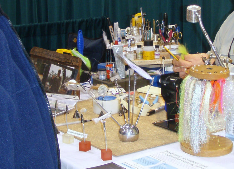 fly tying supplies on a table