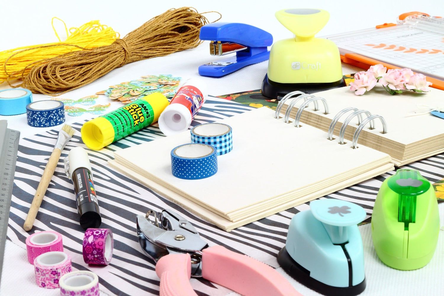 table with craft supplies