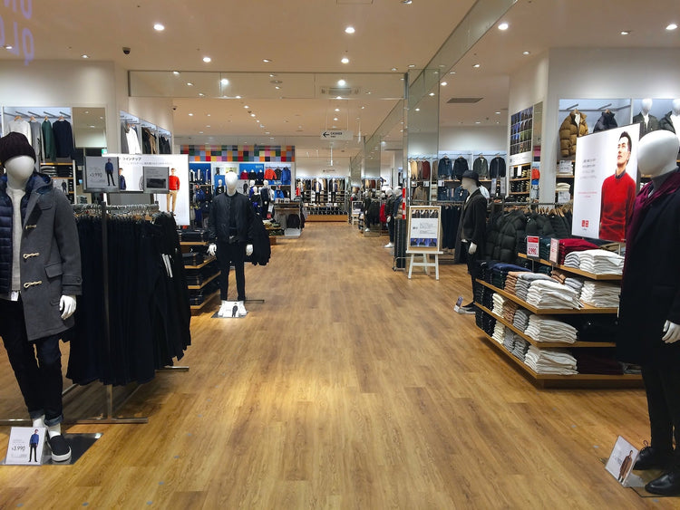 aisle view of men's clothing department