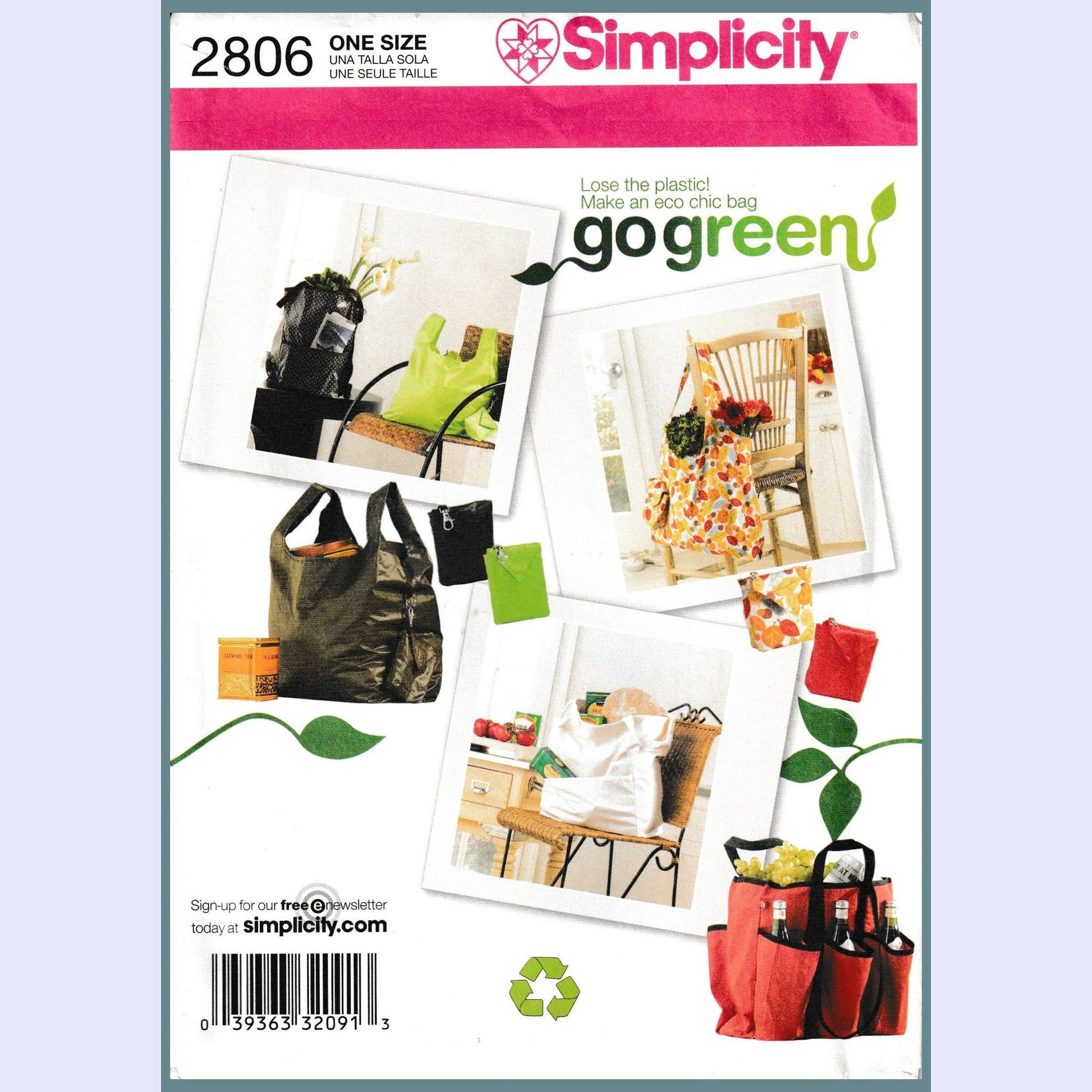 simplicity 2806 shopping bag patterns 5 styles