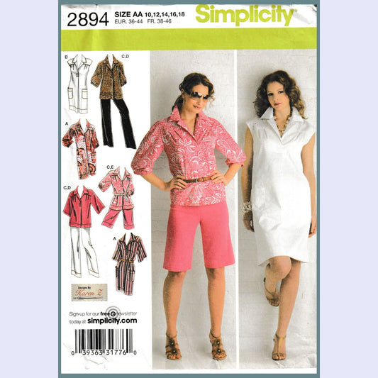 simplicity 2894aa dress or tunic shorts or pants sewing pattern