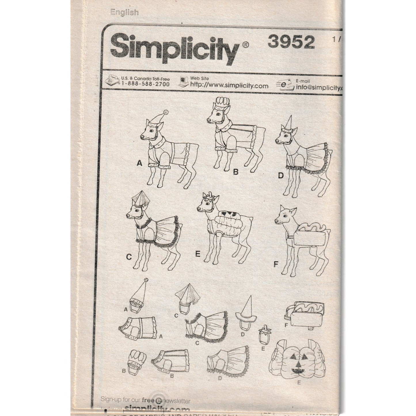 Simplicity 3952 insert showing sketches of costumes