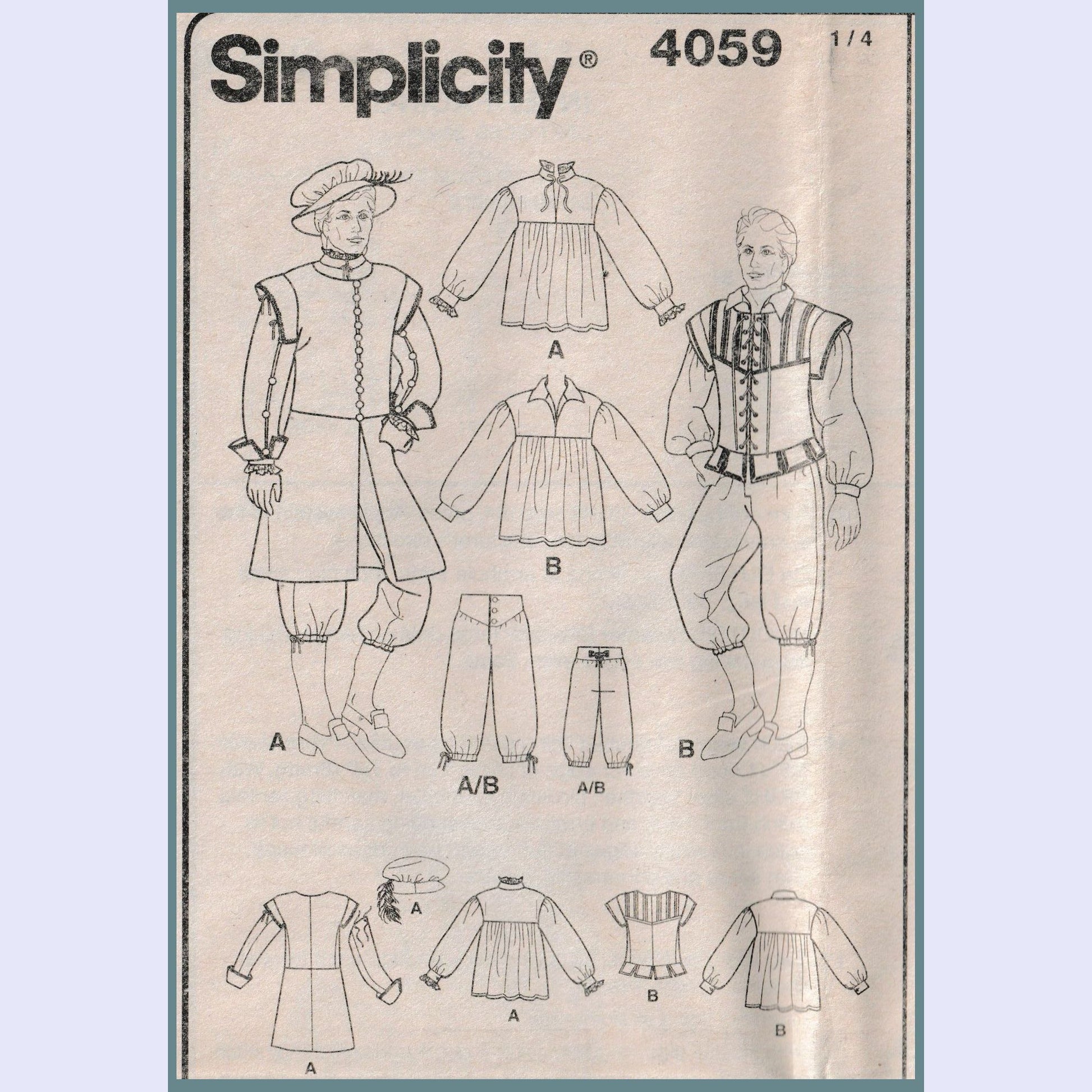 Simplicity 4059A insert with front and back views