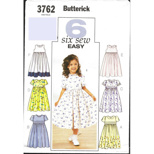 Butterick 3762 Girls Empire Waist Dress Pattern