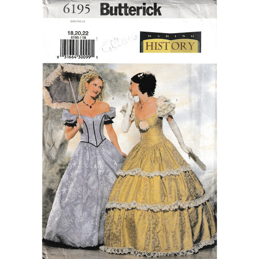 butterick 6195 size 18-22 southern belle costume pattern