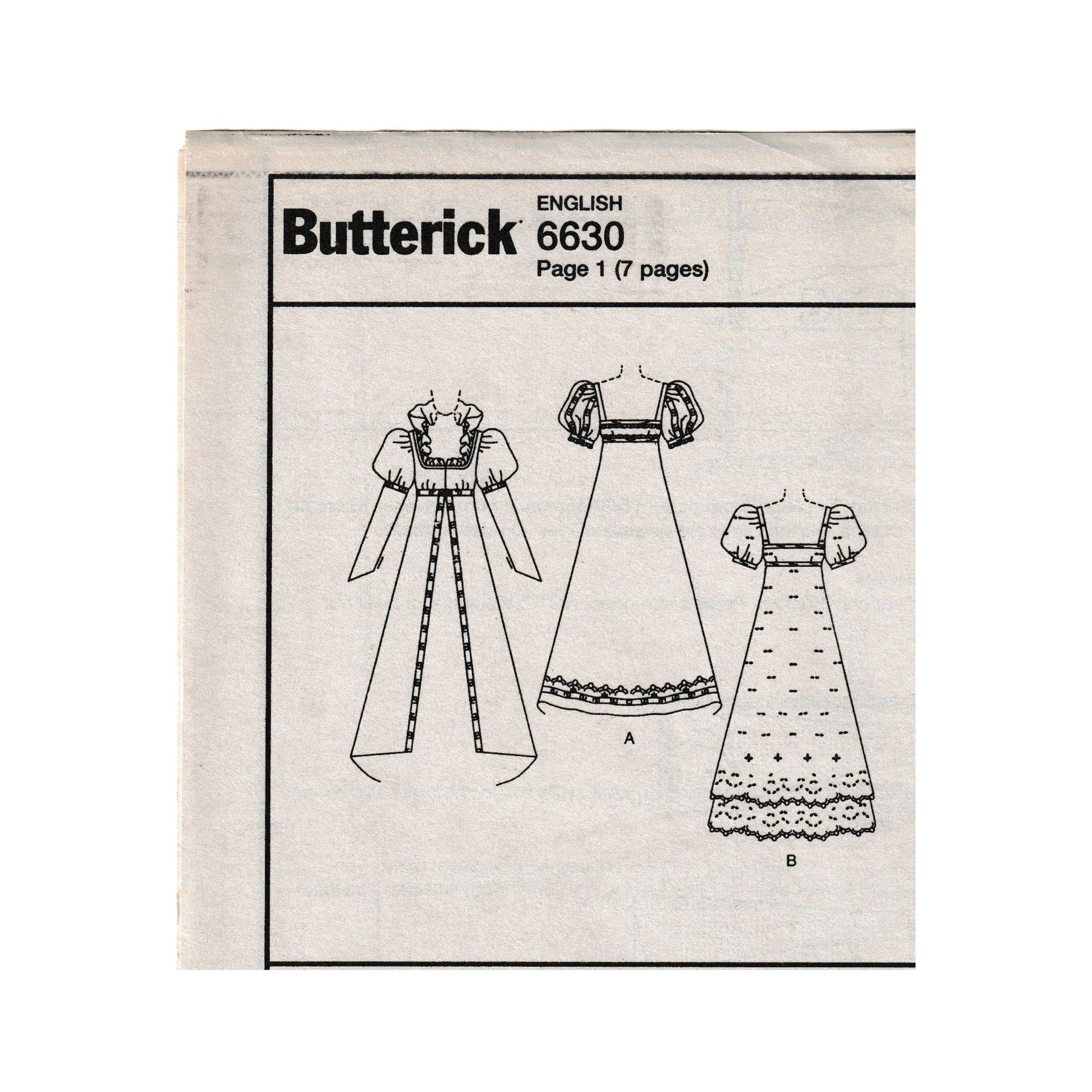 butterick 6630 6-10 insert with back view