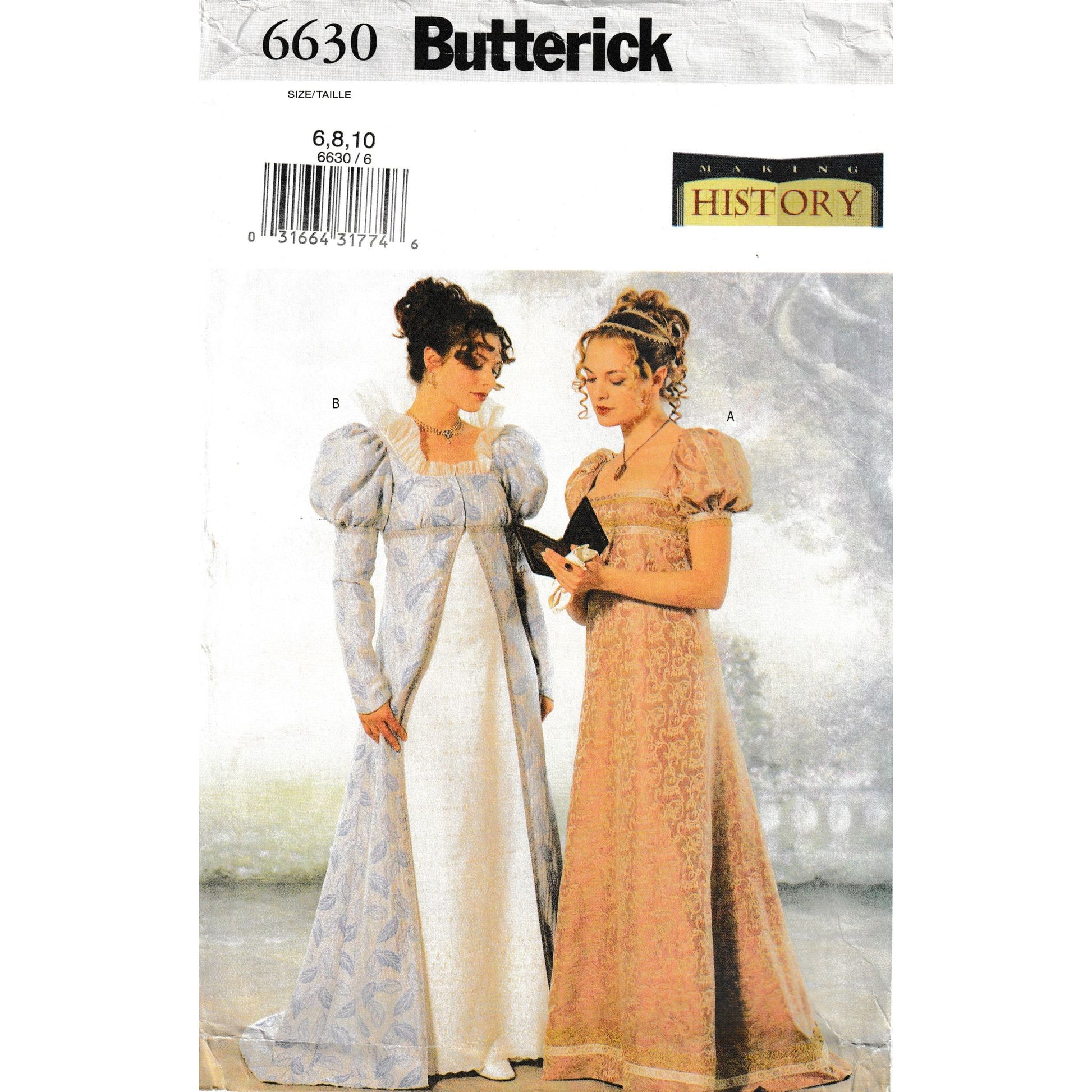 butterick 6630 6-10 regency dress and petite coat pattern