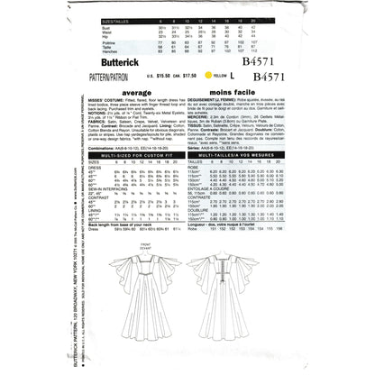 butterick b4571 yardage for each size view and notions