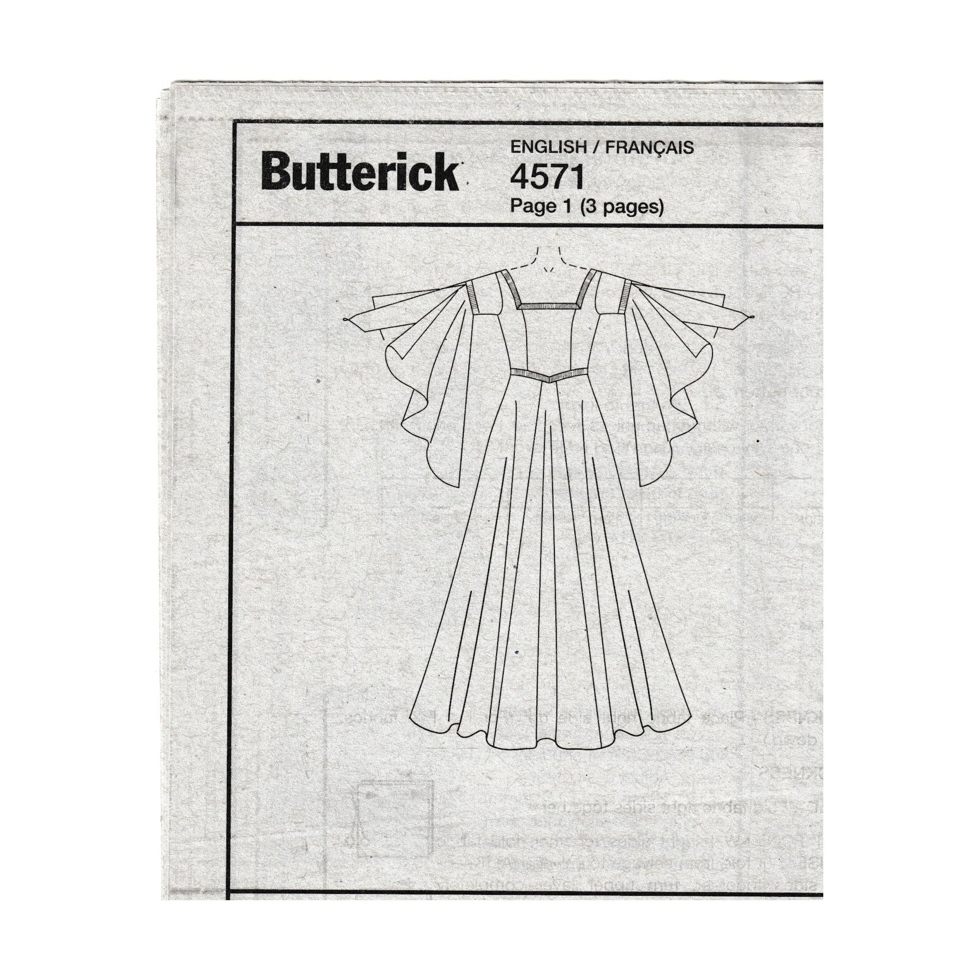 butterick 4571 insert with back view