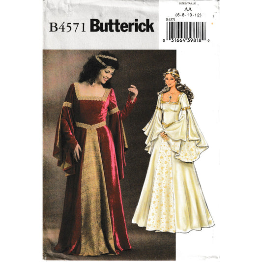 butterick b4571 midievel gown costume pattern