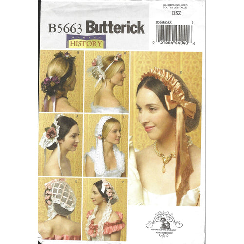 Butterick B5663 Victorian Civl War Head Piece Pattern Size XS-LG Uncut