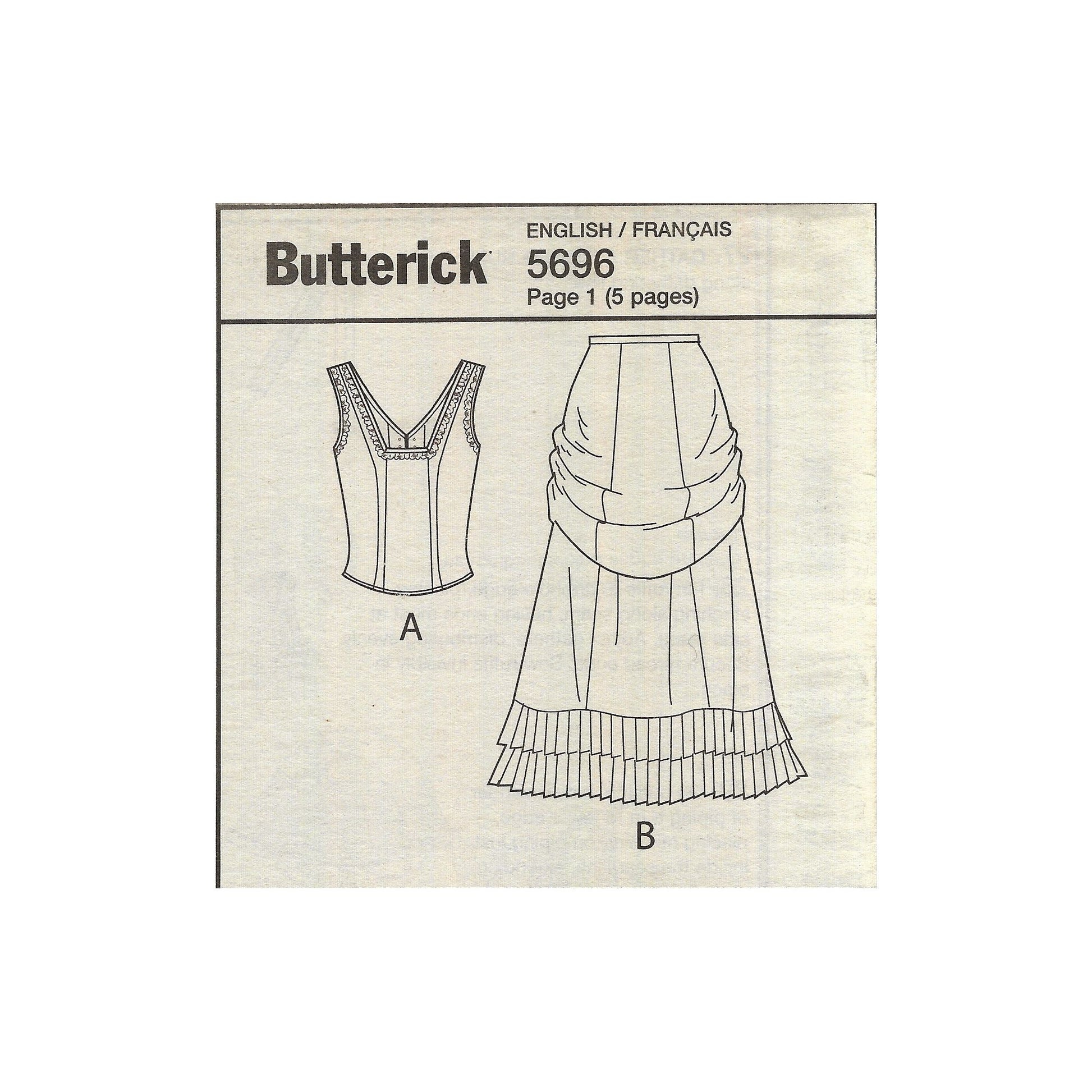 butterick b5696ee insert with back view