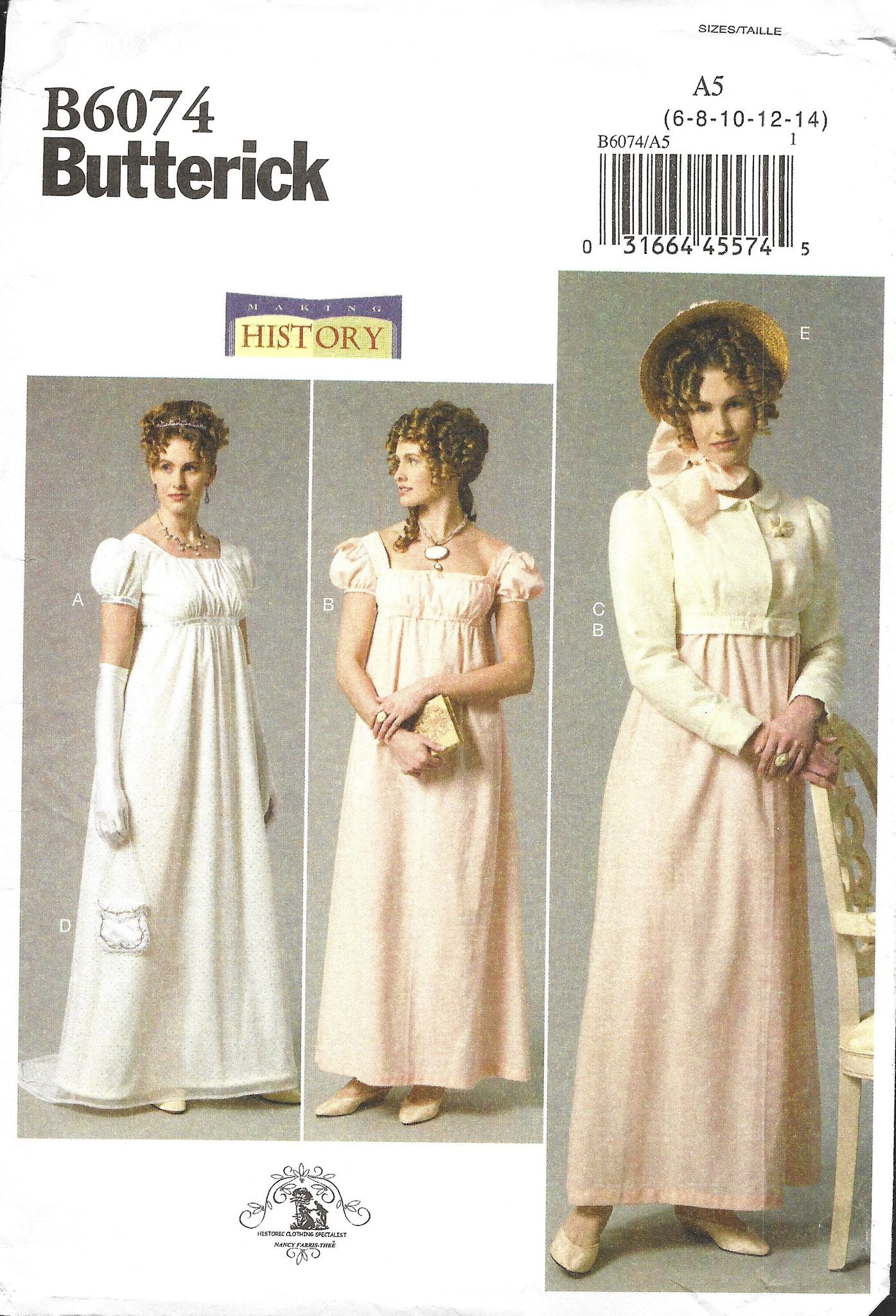 butterick b6074a5 civil war era dress and jacket pattern