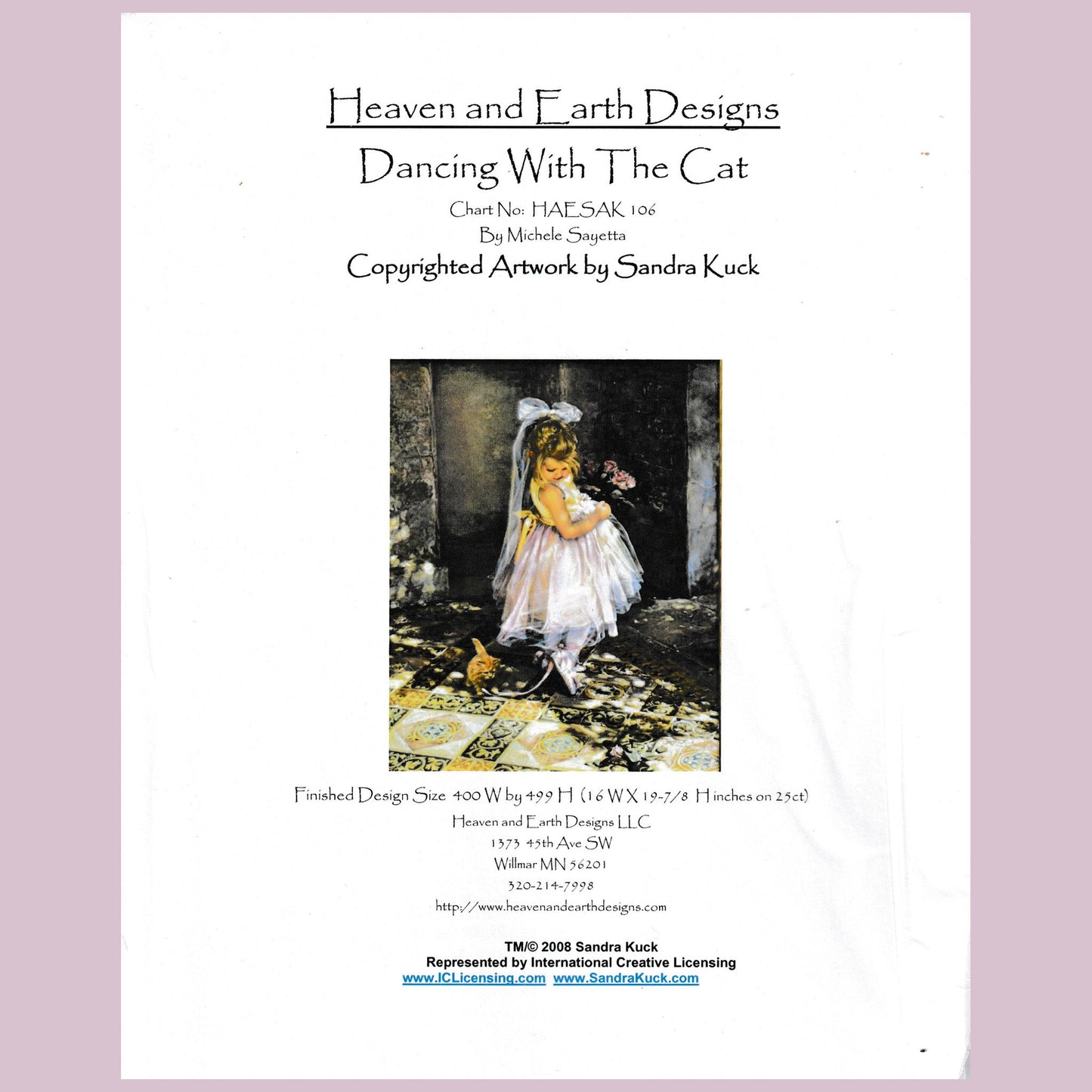 Cross Stitch Pattern Dancing with the Cat Heaven & Earth Designs New