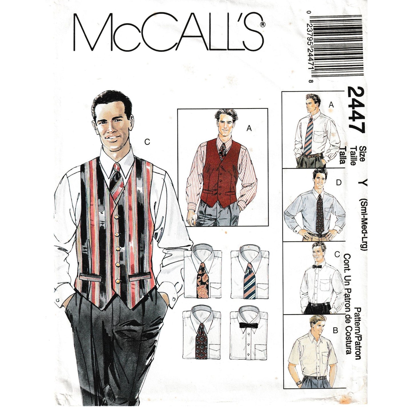 mccalls 2447y mens shirt vest and tie pattern