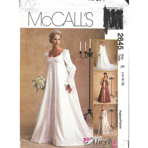 McCall's 2645 Wedding Gown Pattern Renaissance Misses 14-18 Uncut