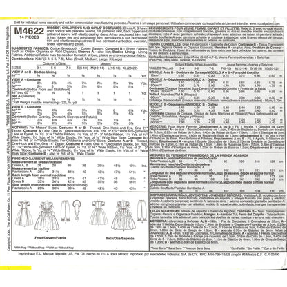 Yardage for each size and view notions m4622 sm to xlg