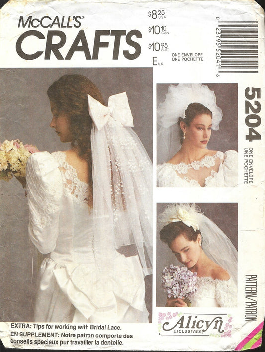 mccalls 5204 vintage wedding veil and headpiece craft pattern