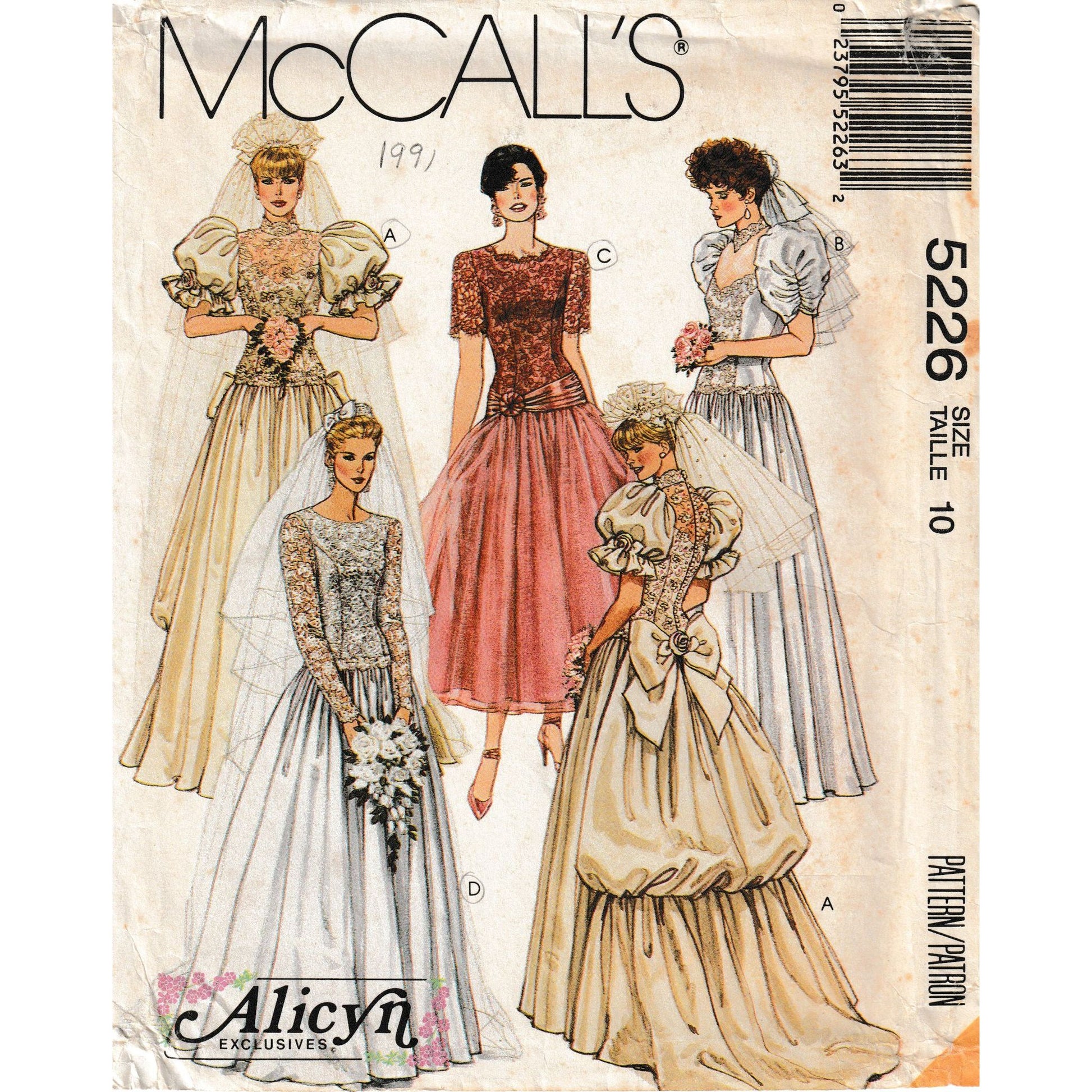 mccalls 5226 vintage wedding gown and bridesmaid dress pattern