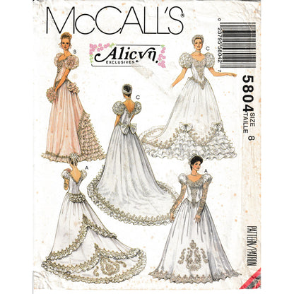 mccalls 5804 1990s wedding and bridesmaid gown pattern