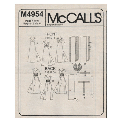 McCall's m4954aa insert with front and back views