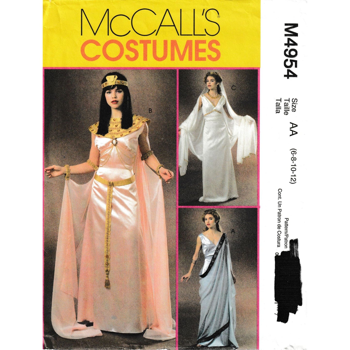 mccall's m4954aa Cleopatra costume pattern 3 views