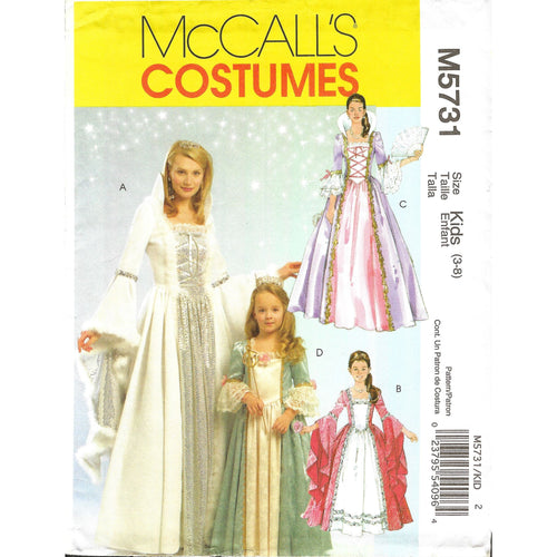 McCall's M5731 Girls Princess Costume Pattern 4 Looks Sizes 3-8 Uncut