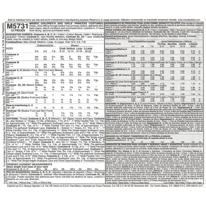 Yardage for each size and view notions m5731 sm to xlg