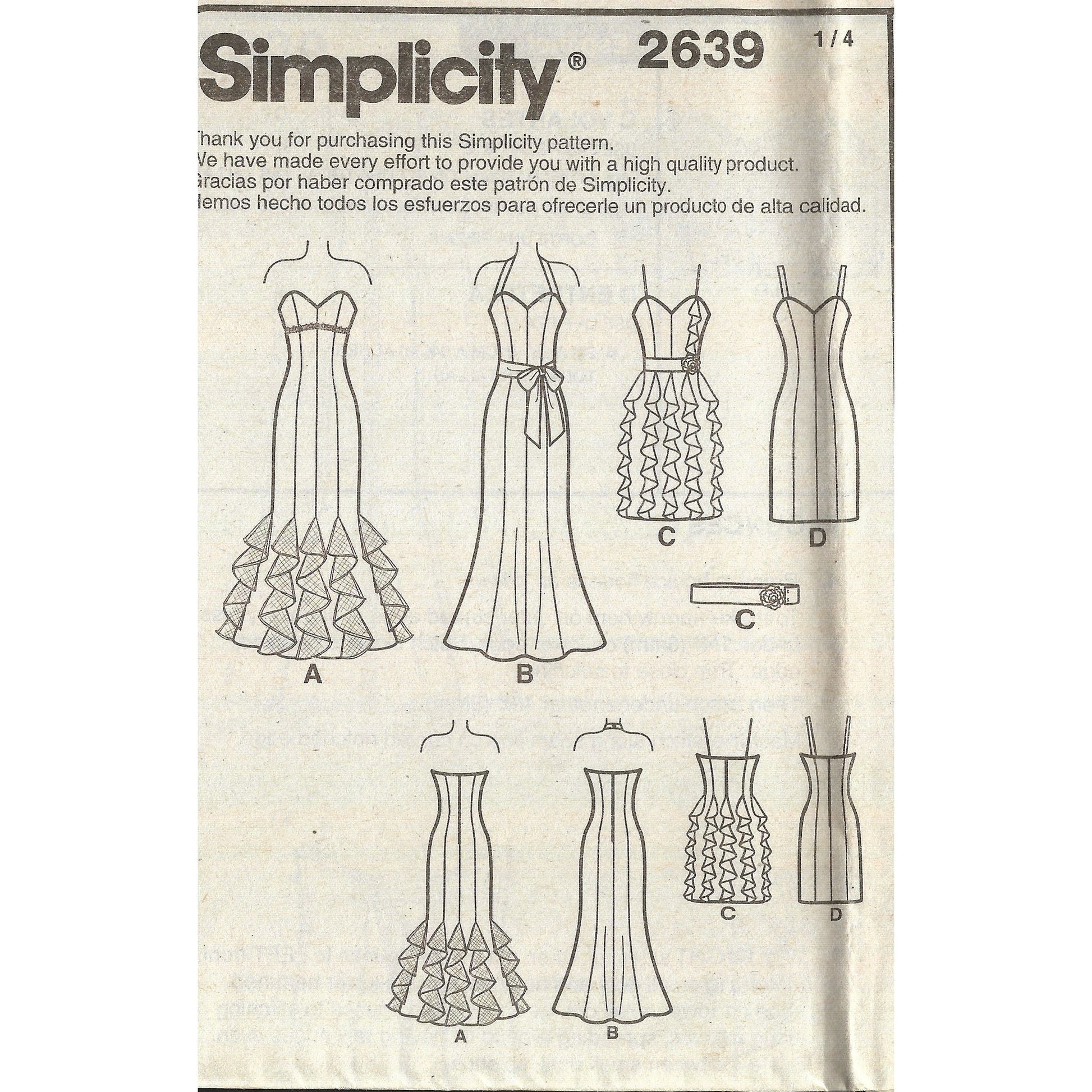 simplicity 2639ps insert with front and back view