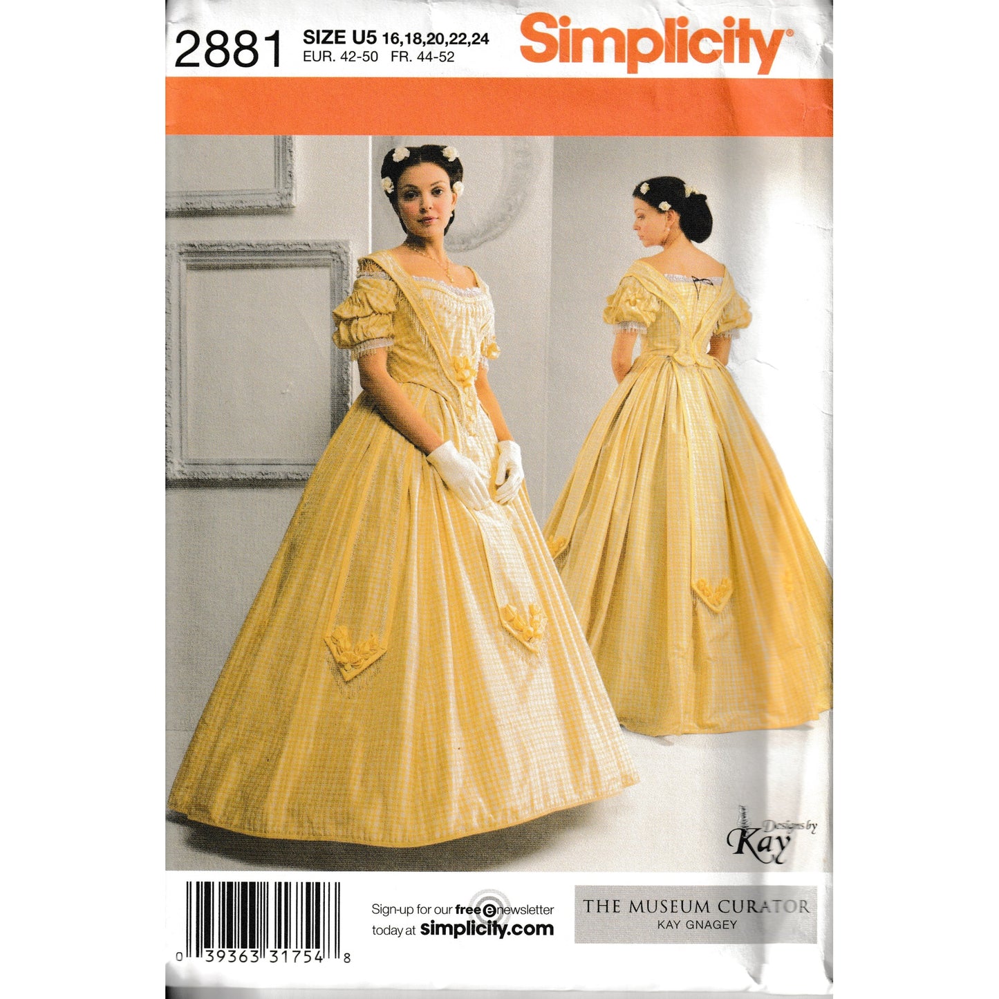 simplicity 2881u5 elegant civil war two piece gown pattern