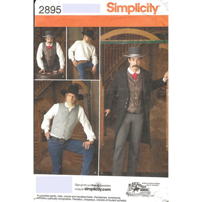 Simplicity 2895 Mens Suit & Shirt Pattern XS-XL Western Costume Uncut