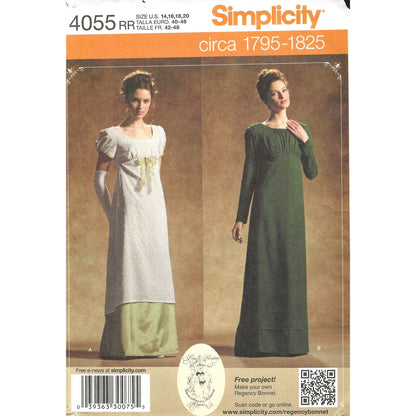 simplicity 4055RR regency dress pattern in two styles