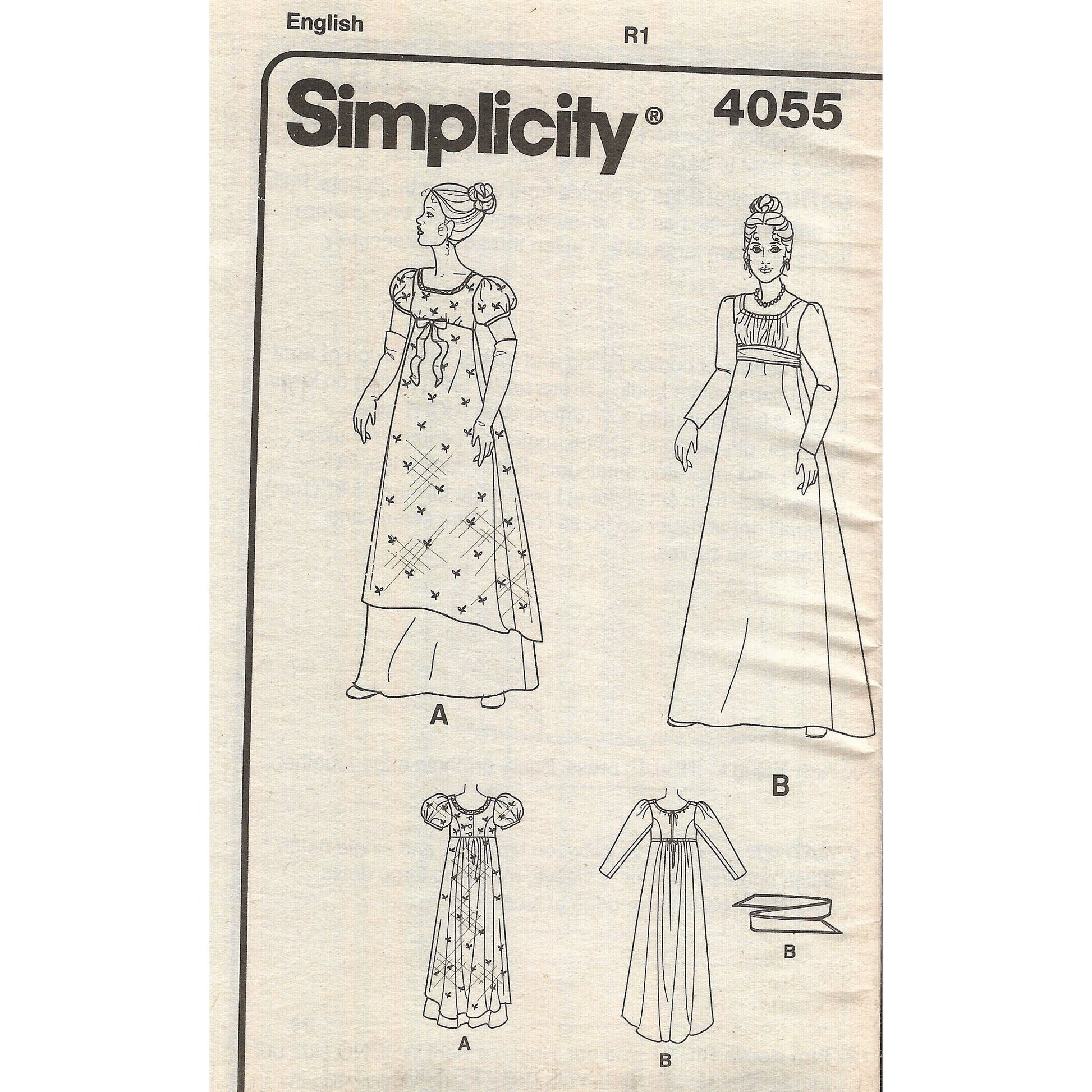 simplicity 4055Rrr insert with front and back views