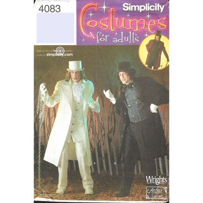 Simplicity 4083 Men's Victorian Suit Costume Pattern Sizes XS-XL Uncut