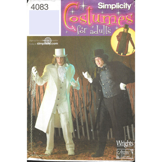 Simplicity 4083 Men's Victorian Suit Costume Pattern Sizes XS-XL Uncut