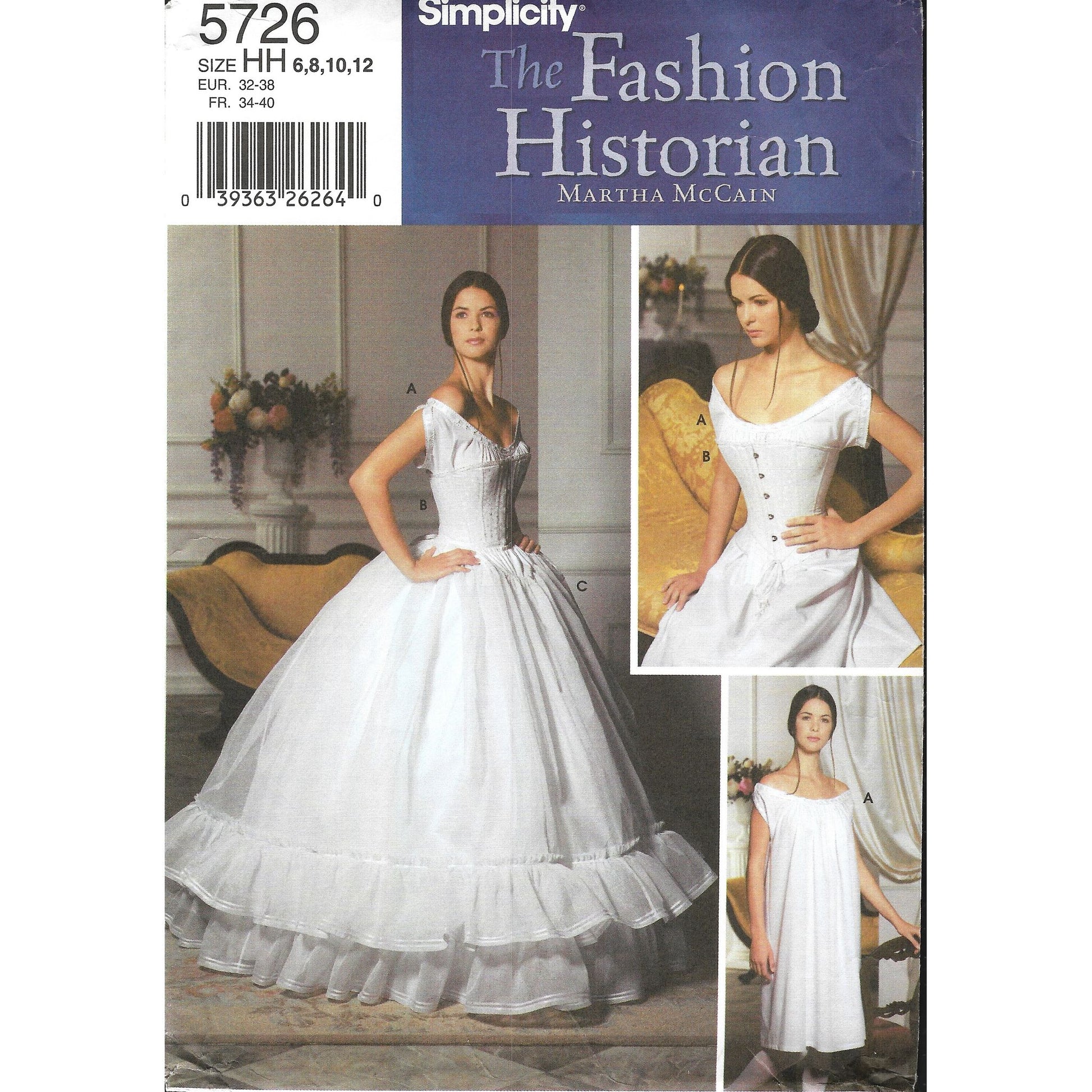 simplicity 5726hh chemise corset and petticoat costume pattern