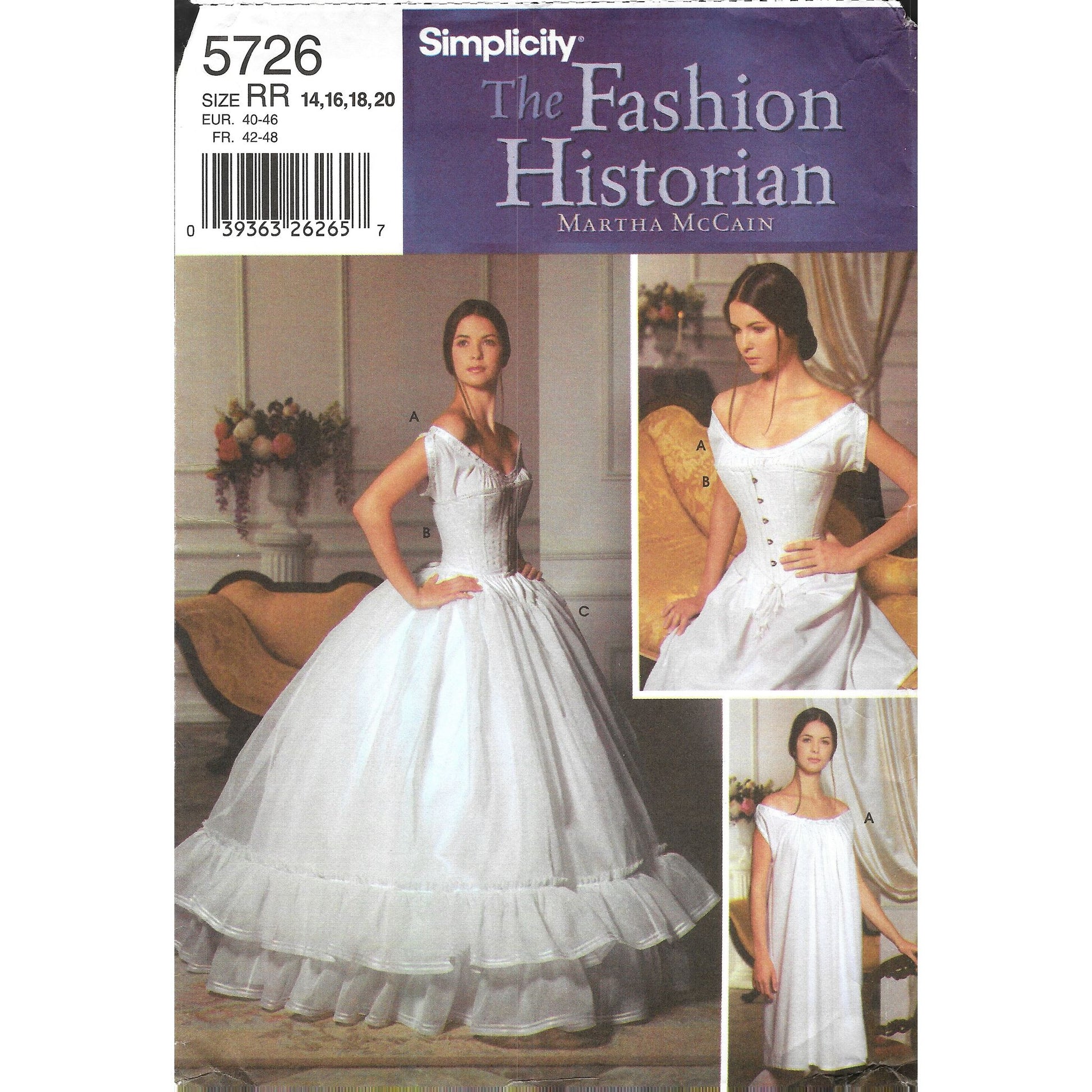 simplicity 5726rr chemise petticoat and corset costume pattern