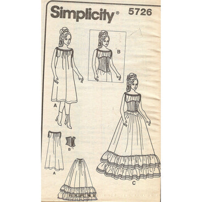 simplicity 5726rr insert with front and back views