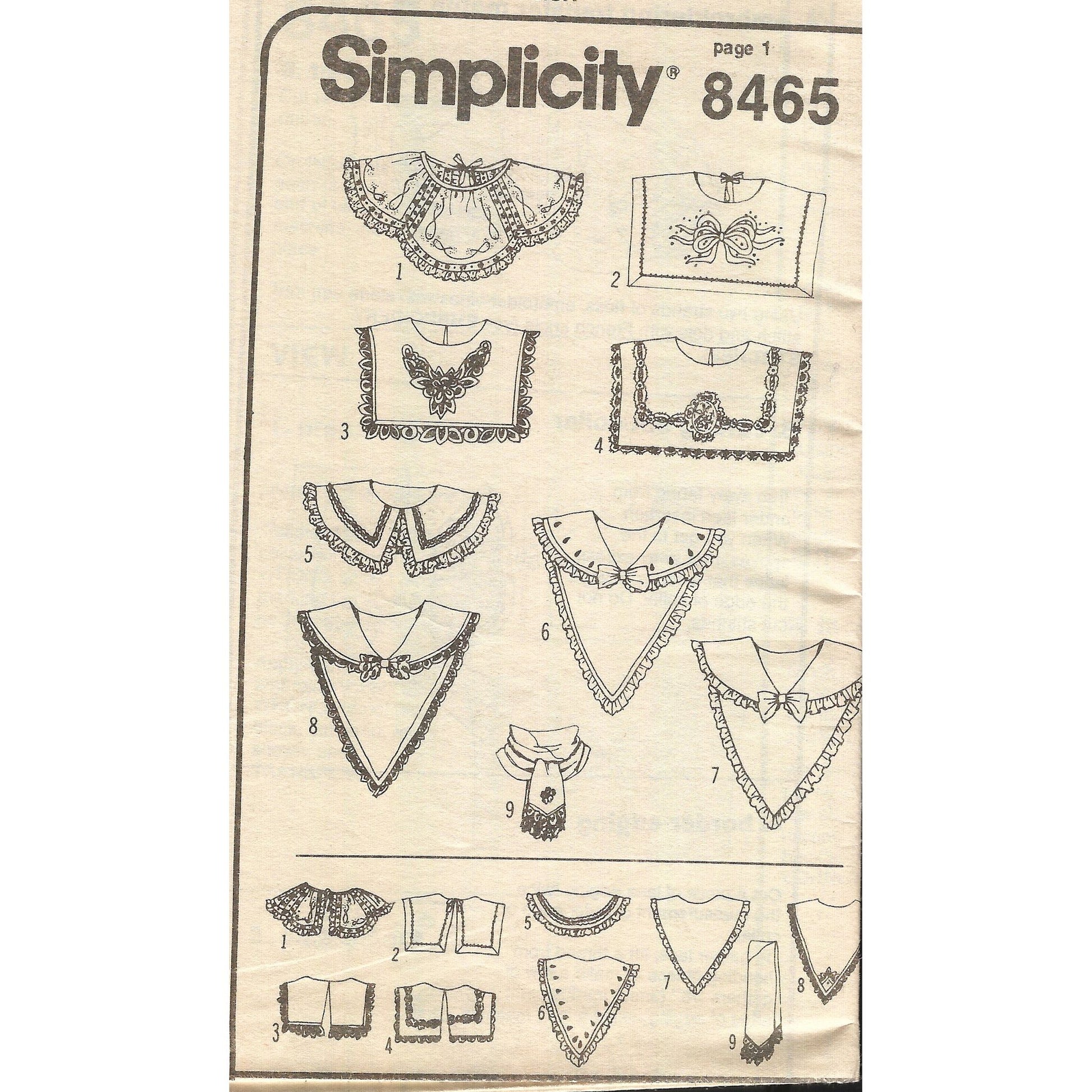 Simplicity 8465 insert with front and back views