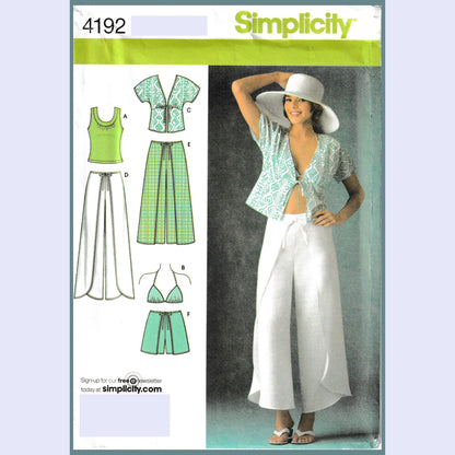 Simplicity 4192 Wrap Pants Shorts & Kimomo Pattern Sizes 6-22 Uncut